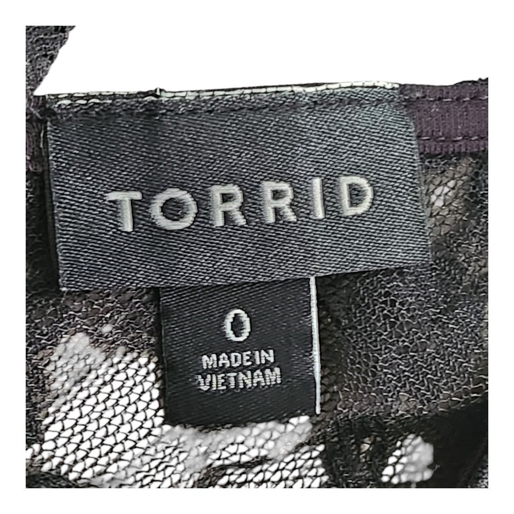 Torrid‎ Lace Sheer Mesh Black Embroidered Tank Top Size 0 Or Large Whimsy Goth - Picture 3 of 9